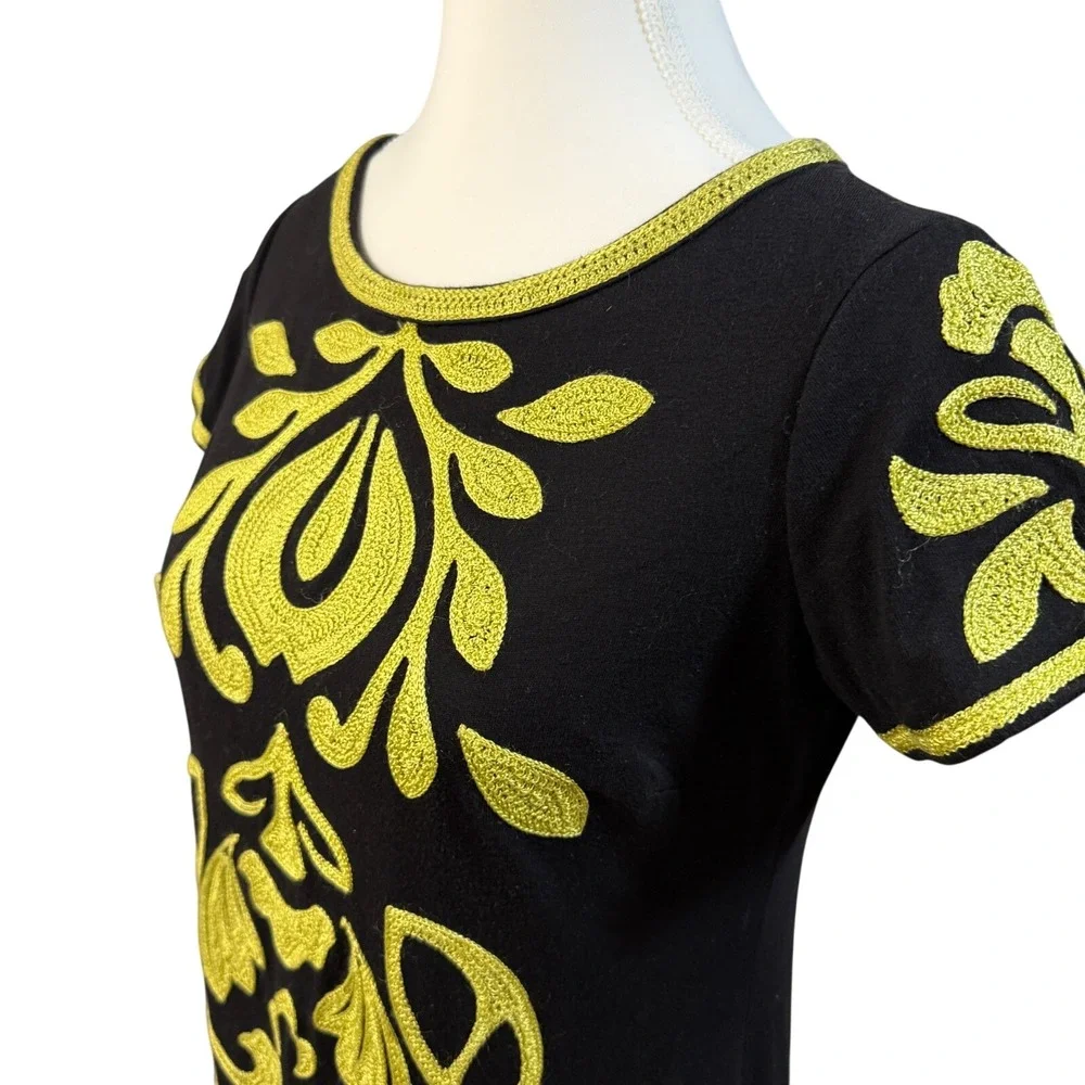 INC Petite Black Pima Cotton Embroidered Sheath Dress PS date night‎
